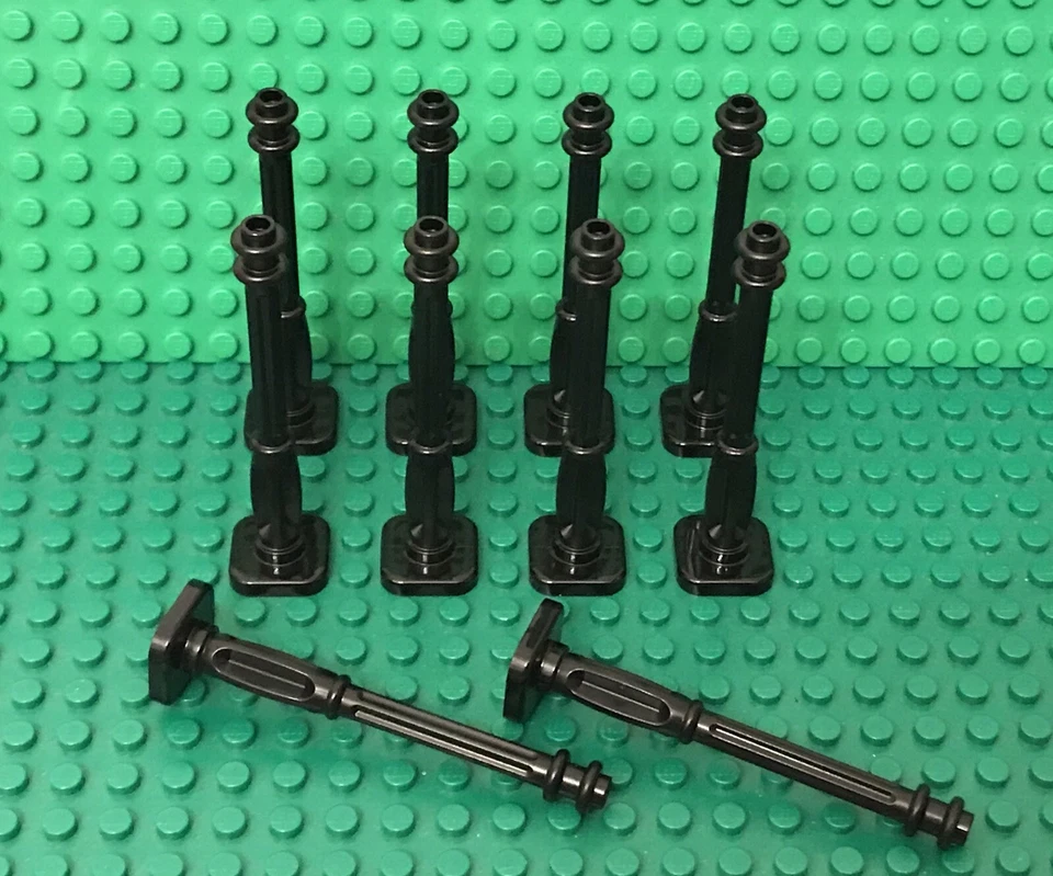 Lego 10 City Street Mini Figures Black Lamp Post 2x2x7 Support,4 Base Flutes Lot - Image 1 of 1
