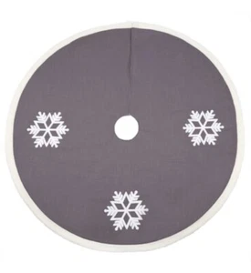 NEU 48" Weihnachtsbaum Rock wattiert grau Schneeflocke Urlaub Wohnen grau - Bild 1 von 6