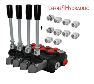 Handsteuerventil Handhebelventil Hydraulik 40L 4 fach für Doppelwirkende ADAPTER - Picture 1 of 6