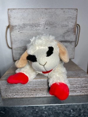 Multipet Lamb Chop Plush Dog Toy Squeaky Body & Four Paws 12.5x5.5" White Cream - Image 1 of 4