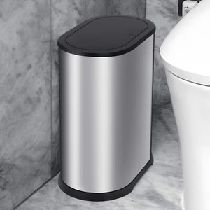 Stainless Steel Bathroom Trash Cans 1.8 Gallons Small Garbage Can with Pop up... - Picture 1 of 6