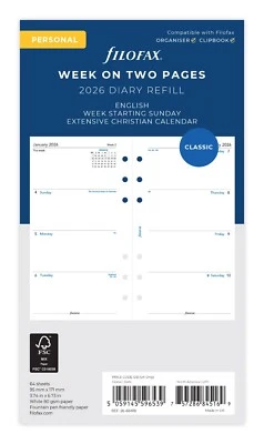 Filofax 2026 Personal Week On Two Pages Sunday Start Diary - English - 68419 - Image 1 of 4