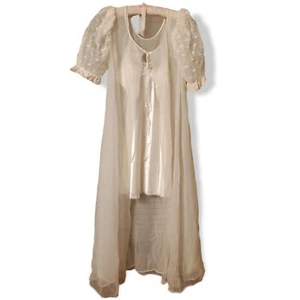 Vintage Val Mode Chiffon Full Flowy Nightgown Negligee Peignoir & Robe Set M/L - Picture 1 of 12