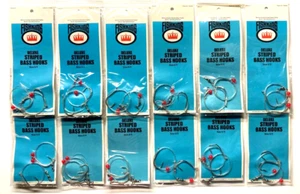 Paquetes de 12 Paquetes FISHKING SW-217 Snelled Deluxe Bajo a Rayas Talla 6/0 Gancho 2 Cuentas - Imagen 1 de 17