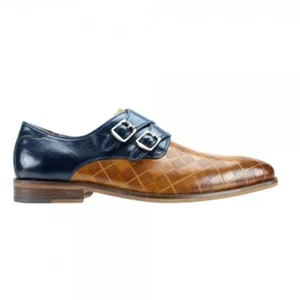 Steven Land Men's Tan/Blue Genuine Leather Dress Shoes SL0028 - Picture 1 of 1