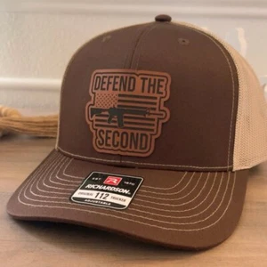 Defend The 2nd Amendment Flagge Leder Patch Hut braun - Bild 1 von 2