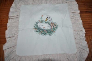 Vintage Needlepoint Swan Throw Pillow Cover 1993 *READ* - Picture 1 of 12