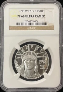 1998 W American Eagle 1 oz Platinum Coin NGC PF 69 Ultra Cameo - Picture 1 of 2