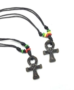 Ankh Pendant Necklace Rope Chain Key Power Breath Positive Life Egyptian Style  - Picture 1 of 13