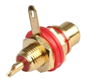 PRO SIGNAL - RCA Phono Socket, Chassis Mount, Gold Plated, Red - Picture 1 of 3