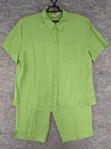 Caronlina Colours Set Women 22 24 Top 18 20 Capris Green Button-up Elastic Waist - Picture 1 of 12