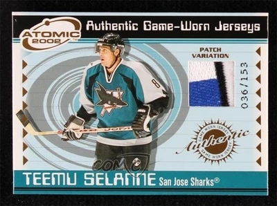 2001-02 Pacific Atomic Game-Worn Jerseys Patch /153 Teemu Selanne #47 Patch HOF - Image 1 of 2