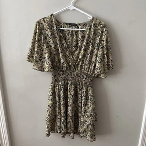 Zara Mini Ruffle  Dress  Green Multi Colored Size Small - Picture 1 of 11