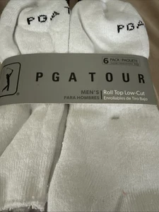 PGA Tour Roll Top Low Cut Tab Socks 6 Pack Men's Size: 7-12  White - Picture 1 of 12