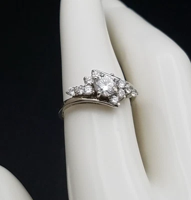 Anel de prata esterlina Ross Simons vintage transparente CZ tamanho 6,75 - Imagem 1 de 4