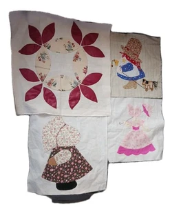 4 Waisen Applikation Quilt Blöcke ordentlich Hand und Maschine genäht Kranz & Leute - Bild 1 von 19