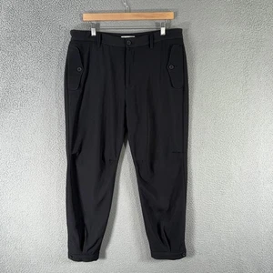Helmut Lang Pants Mens 34 Black Wool Barrel Tapered Button Cuffs Ankle HLM8664 - Picture 1 of 18