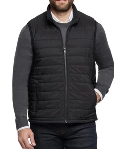 NEW Mens Banana Republic BLACK Quilted Zip Vest XL - Picture 1 of 2