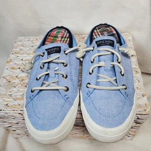 Sneakers Sperry Crest Vibe Mule slip on taglia 9,5 blu denim look barca preppy usate in ottime condizioni - Foto 1 di 6