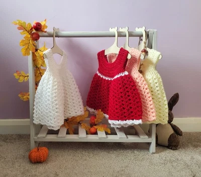 FREE GIFT PROMO * Handmade Crochet Baby Girl Dress, Baby Gift, Christening gift  - Image 1 of 4