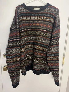 Vintage 90s LL Bean 100% Wool MENS LARGE Scotland Nordic EUC Thick SEE DESC - Picture 1 of 5
