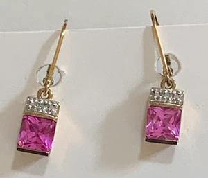 HSN Ross Simons Vermeil Gold over .925 Sterling Emerald cut Earrings - Picture 1 of 3