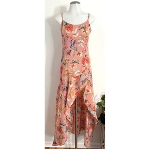 Lulus Maxikleid Zinnia Floral Blush Pink High Low Slit Leg Party Cocktail XS - Bild 1 von 12