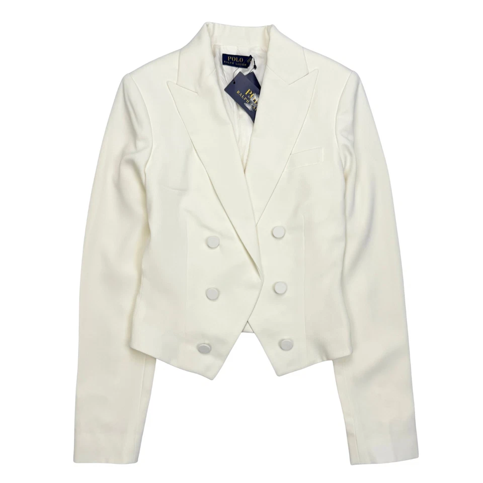 Новый Polo Ralph Lauren Blazer смокинг куртка женский размер 0 укороченный слоновой кости - Изображение 1 из 4