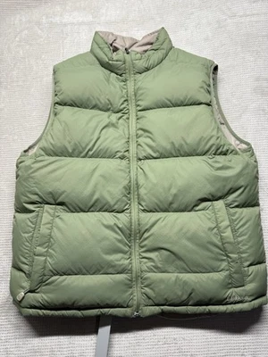 LL Bean Reversible Puffer Vest Mens  X Large Tall Green/Beige 80% Goose Down - Image 1 of 4