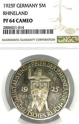 Germany, Weimar Republic, 1925 F, 5 Mark, 1000 Years, Thaler, NGC PF 64 CAMEO PP - Image 1 of 3