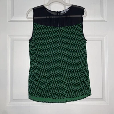 Blusa Clásica Entier Jersey Tejido Estampado Geométrico Ilusión Yugo Sin Mangas L Foto 1 de 4