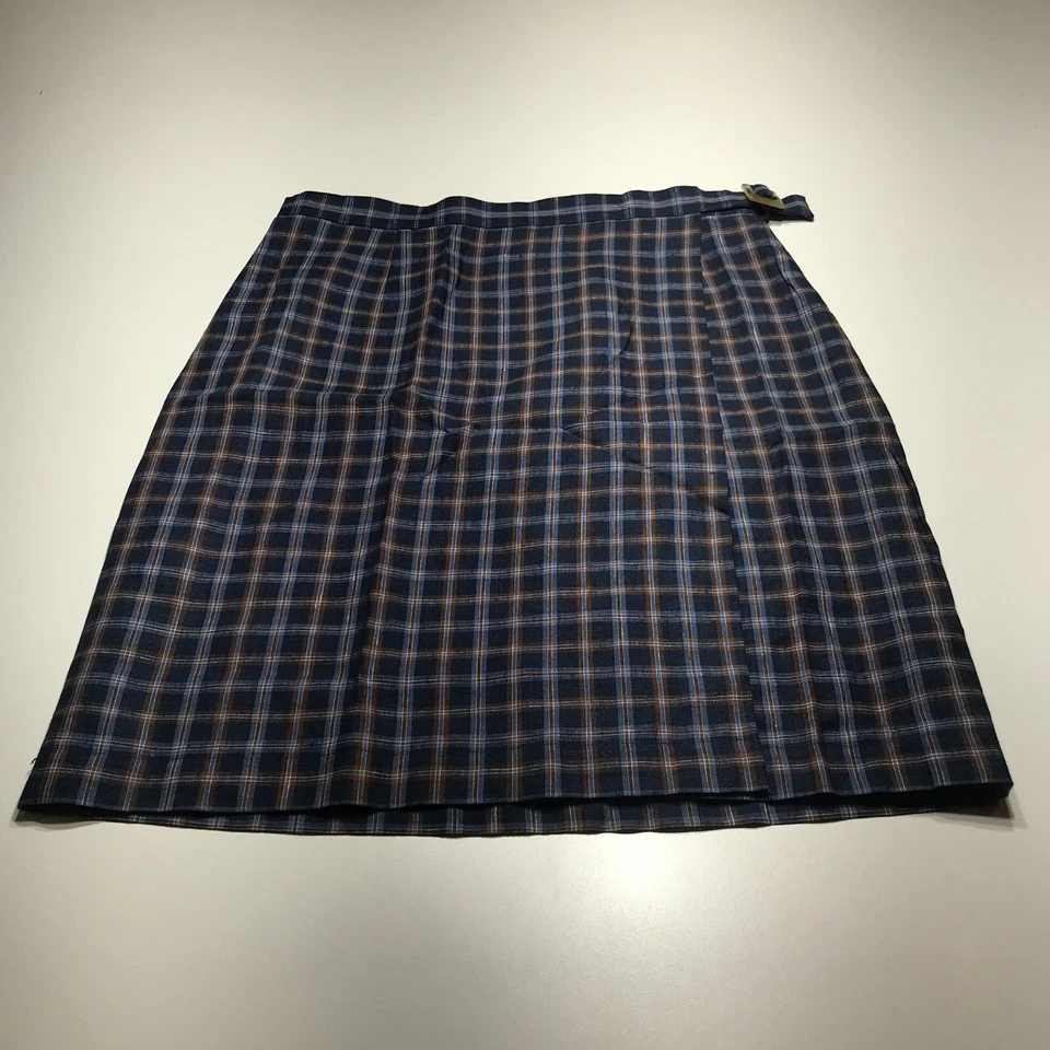 Маленькая изысканная юбка женская размер 12 клетчатая с боковой пряжкой 100% лен повседневная - Изображение 1 из 4