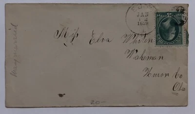 1878 EDON TO WAKEMAN OHIO COVER WITH FANCY CANCEL ON 3C GREEN WASHINGTON - Image 1 of 4