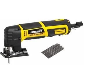 75W MINI SCROLL RECIPROCATING SAW CUTTER VARIABLE SPEED WOOD METAL & 10 BLADES - Picture 1 of 3