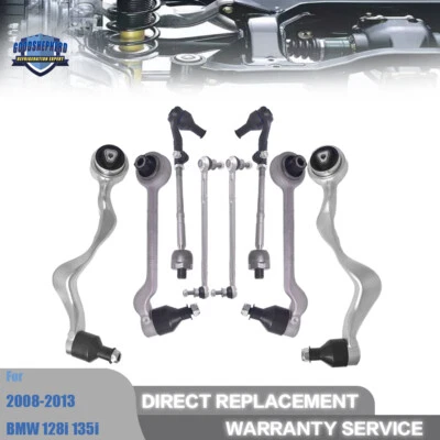 For 09-11 BMW 128i 135i Front Control Arm Ball Joint Sway Bar Link Tie Rods Kit - Image 1 of 4