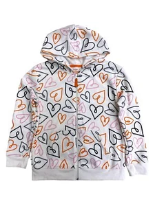 Cat & Jack Orange Black Gray Hearts Halloween Zip Up Hoodie Sweatshirt - Picture 1 of 2