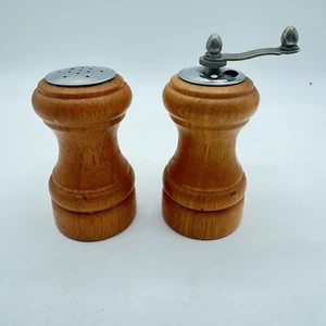 Vintage MCM Chef Specialties Salt Shaker & Pepper Mill Wood Steel Forged - Picture 1 of 7