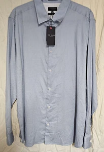 NEW SZ 7 SLIM TED BAKER LONDON BLUE HERRINGBONE BUTTON UP DRESS SHIRT, NWTS   - Picture 1 of 20