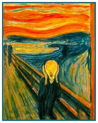 The Scream  by Modern Artist Edvard Munch Counted Cross Stitch Pattern - Image 1 of 4
