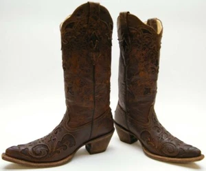 BOTAS DE MUJER CORRAL 528 MARRÓN CUERO CORTE VAQUERO TALLA 6.5~1/2 M - Imagen 1 de 9