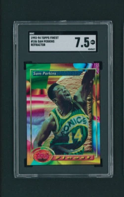 1993-94 Topps Finest Sam Perkins REFRACTOR #186 SGC 7.5 NM+ - Image 1 of 2
