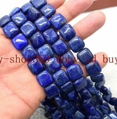  Natural 14x14mm Blue Lapis lazuli Square Gemstone Loose Beads 15'' AAA+  - Image 1 of 4