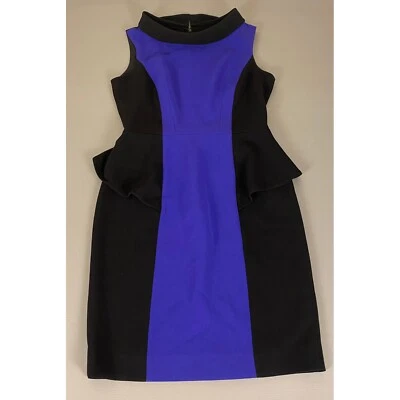 Vestido Teri Jon Rickie Freeman Funda Peplum Sin Mangas Negro Azul Talla 8 Foto 1 de 4