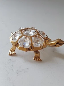 Vintage Mascot International Turtle Crystal & 24 Carat Gold Plated - Picture 1 of 10
