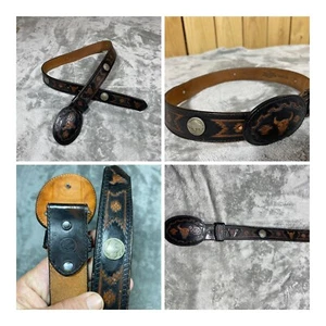 Men's Silver Creek Brown Leather Western Belt & Buckle USA Longhorn Steer 31-33” - Picture 1 of 15