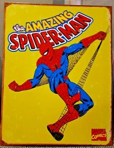 Spiderman Marvel Comics 2007 Retro Look Tin Metal Sign 12.5"W x 16"H Made in USA - Picture 1 of 6