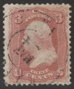 Scott #65 Usado 3 Centavos Rosa 1861-62 Ciudad Cancelar 65SP15-53 - Imagen 1 de 2