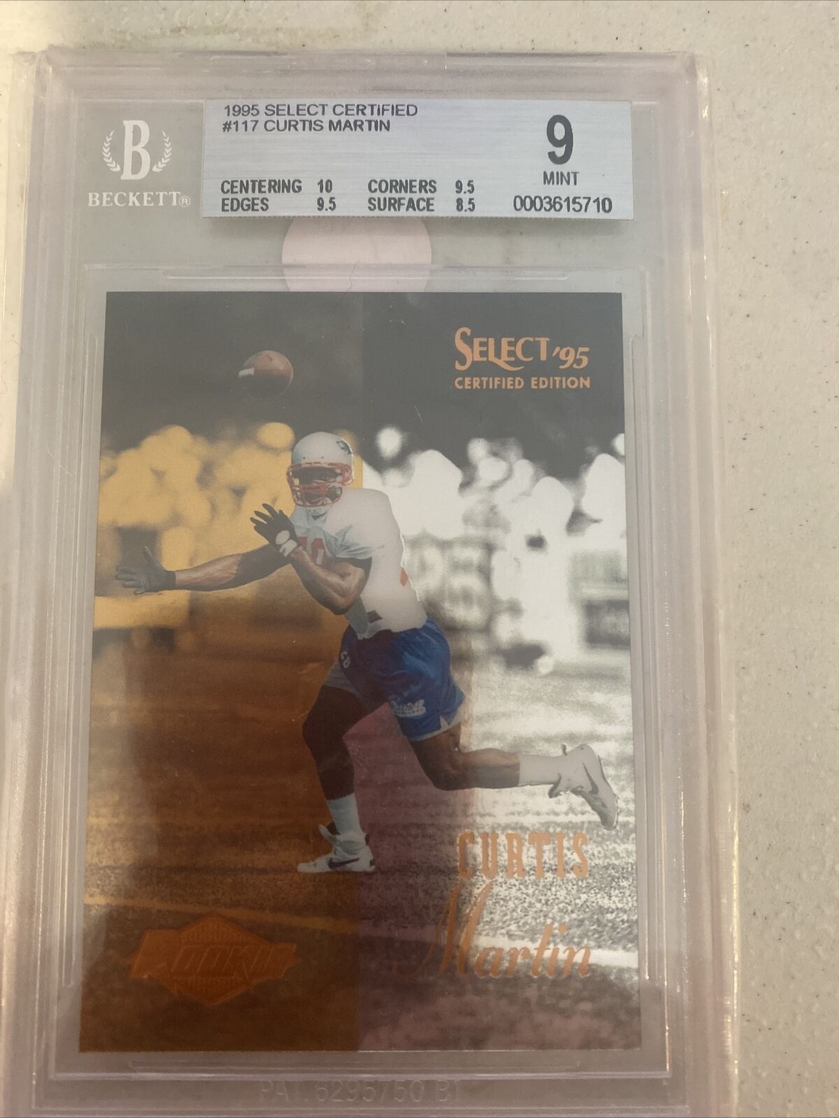 1995 Select Certified CURTIS MARTIN BGS 9 Rookie Patriots