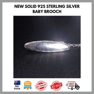 NEW BABY JEWELLERY SOLID 925 STERLING SILVER OVAL TODDLER CLOTHING PIN BROOCH - Picture 1 of 6