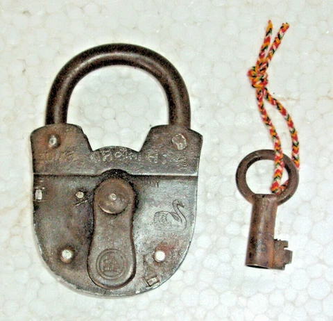 Old Iron Pad Lock with Original Key Working condition Made in Germany Cover